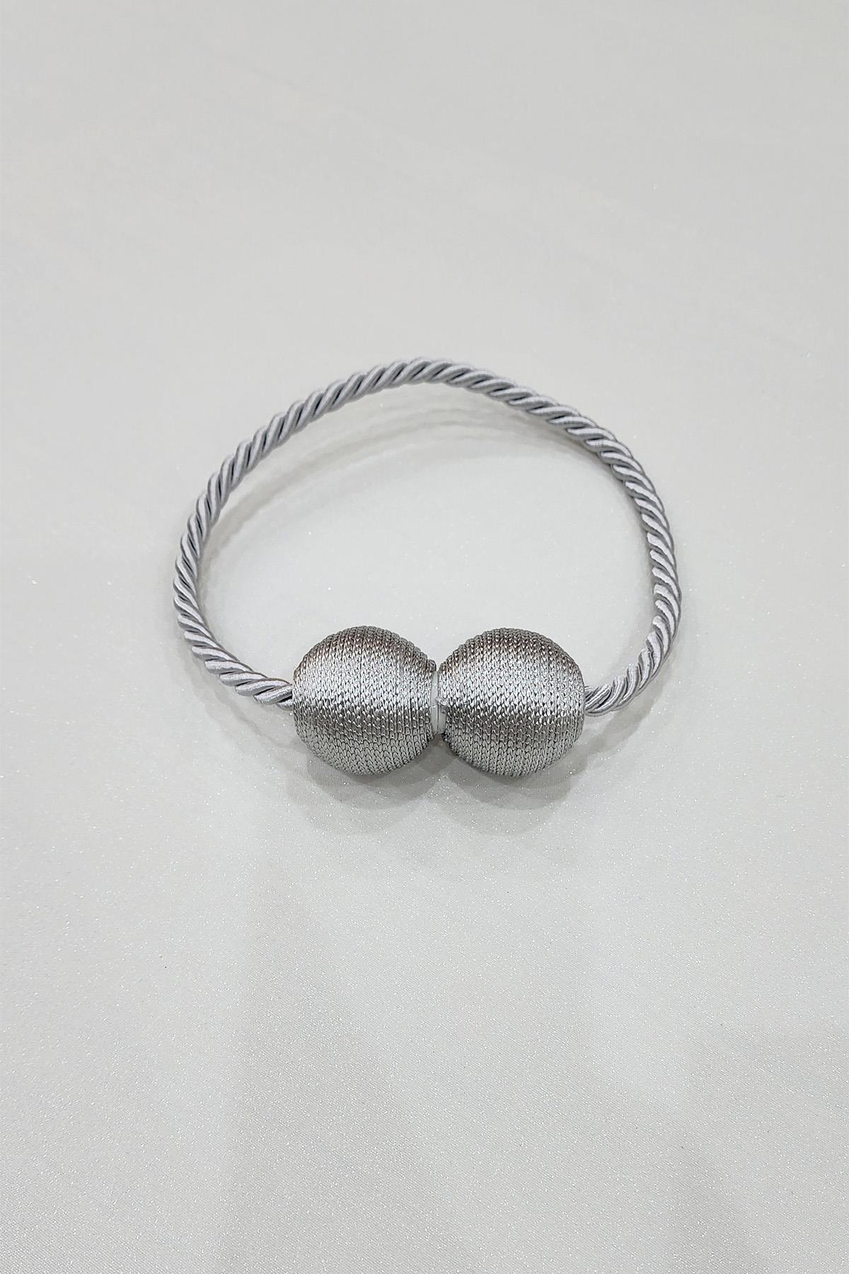 Mıknatıslı Perde Bağcık Braçol Gri Renk