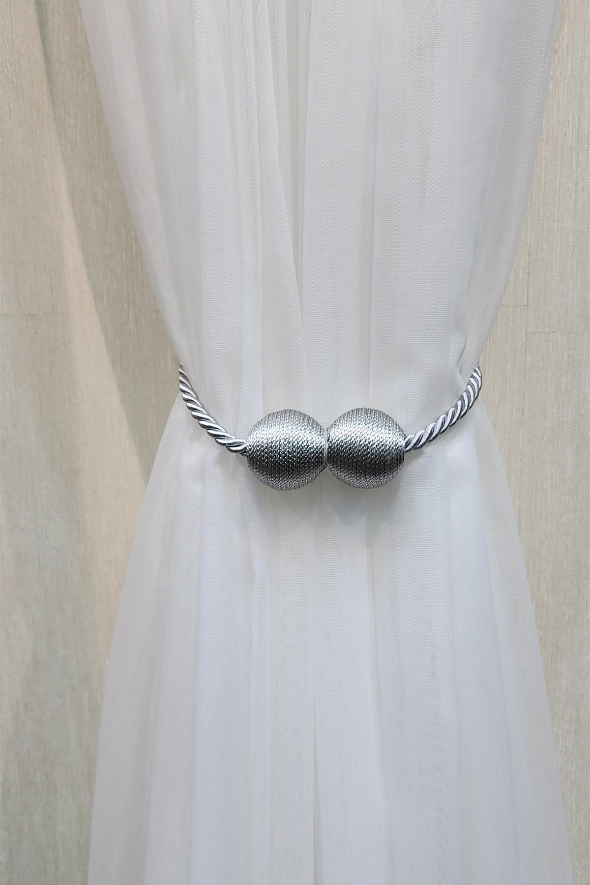 Mıknatıslı Perde Bağcık Braçol Gri Renk