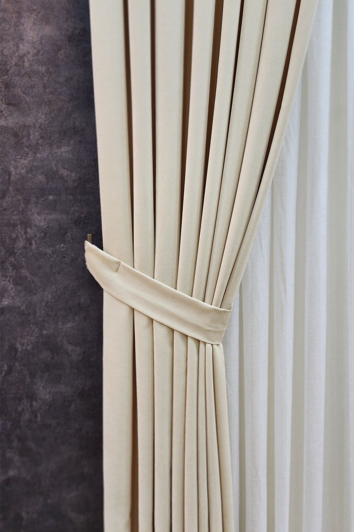 Mosso Fon Perde Düz Renk Bej