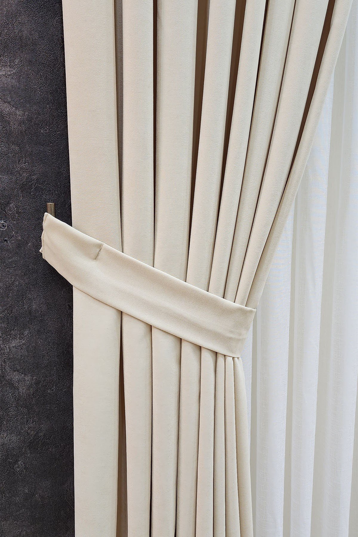 Mosso Fon Perde Düz Renk Bej