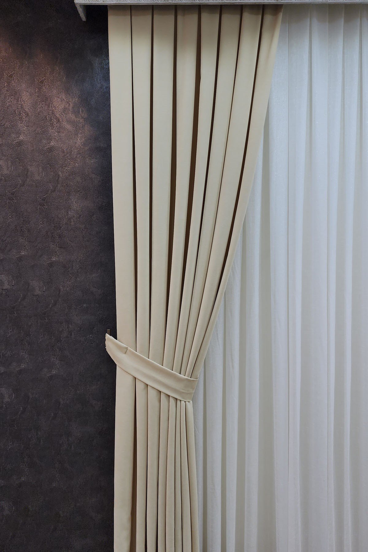 Mosso Fon Perde Düz Renk Bej