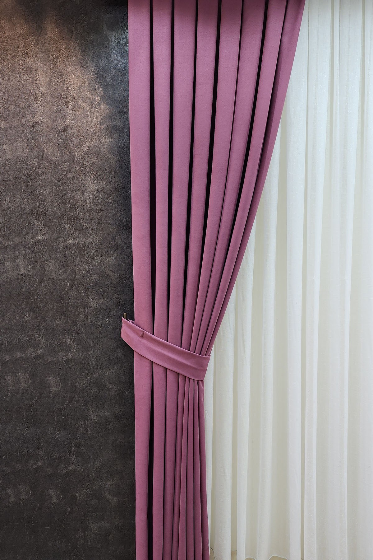 Mosso Fon Perde Düz Renk Gülkurusu