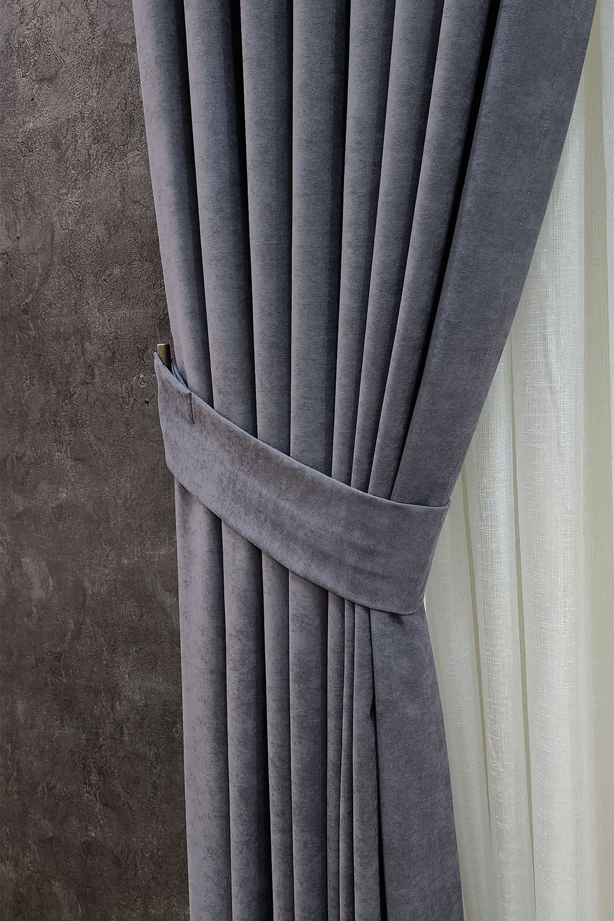 Mosso Fon Perde Düz Renk Koyu Gri