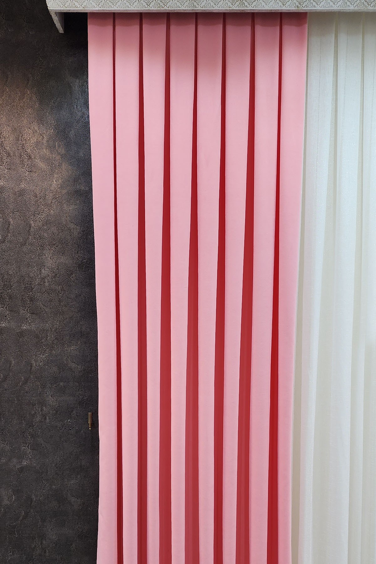 Mosso Fon Perde Düz Renk Pembe