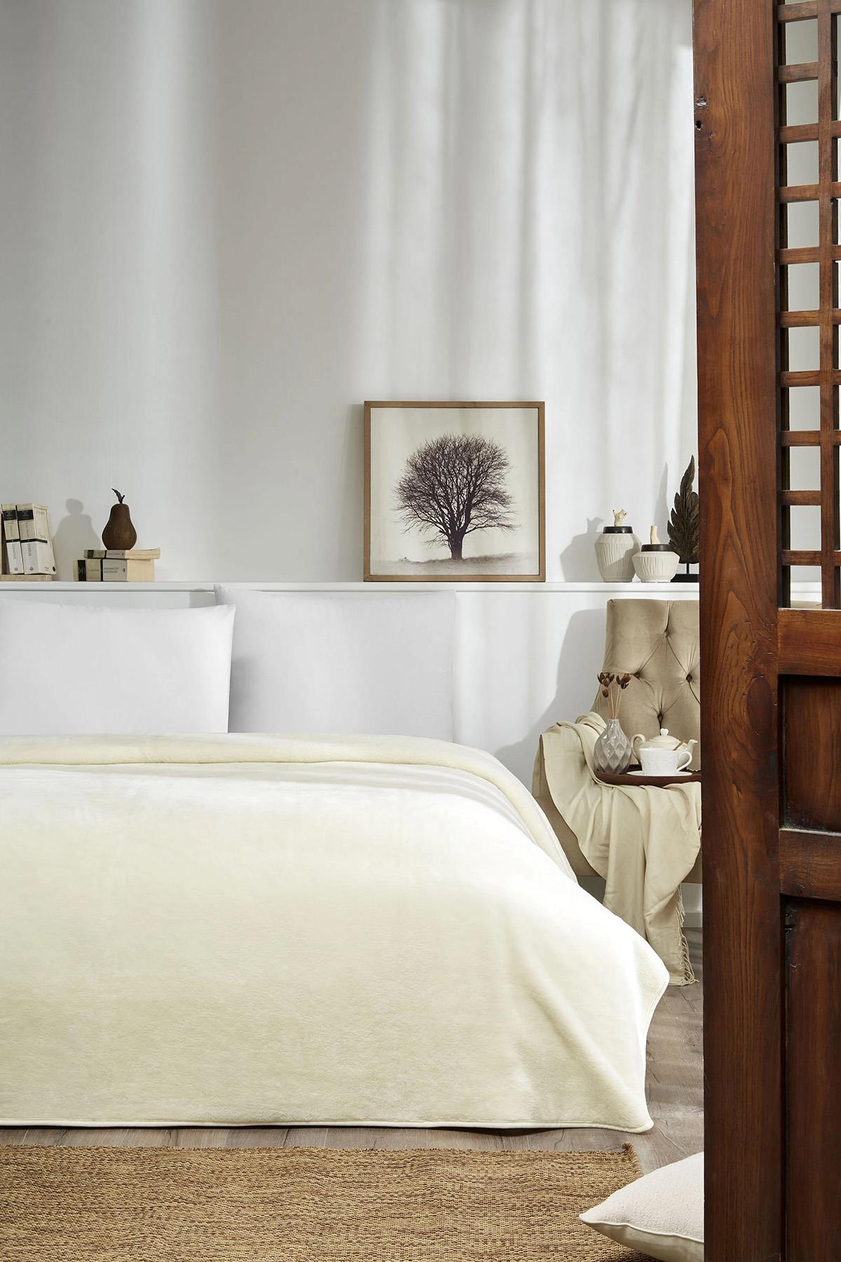 Özdilek Trendy Soft Çift Kişilik Battaniye 220x240 cm Kemik Krem Renk