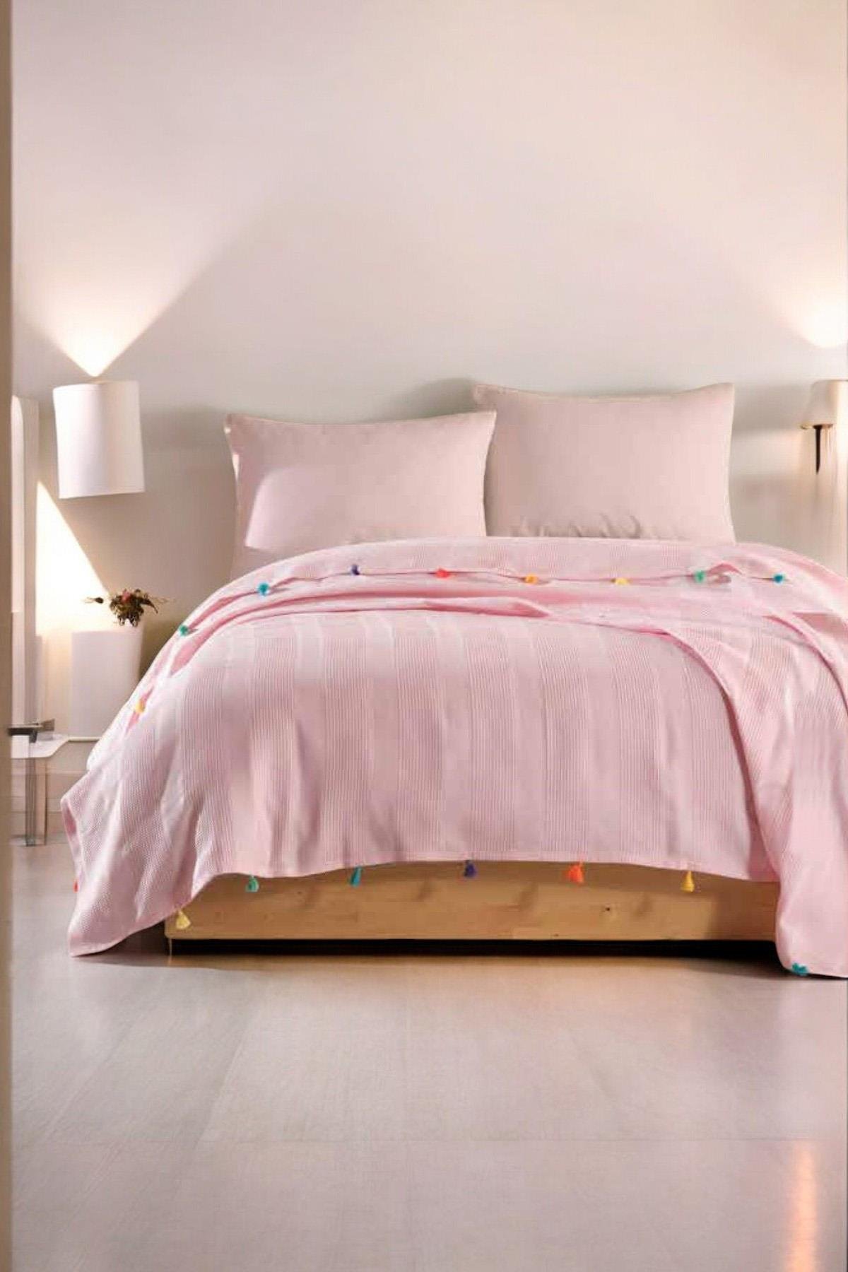 Pembe Renk Ponpon Dream Pike Çift Kişilik 200x220cm