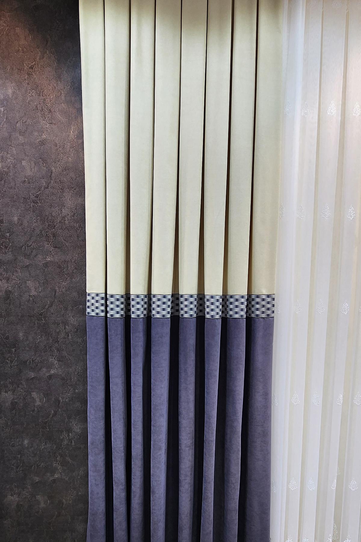 Pera Pano Fon Perde Krem Gri Renk