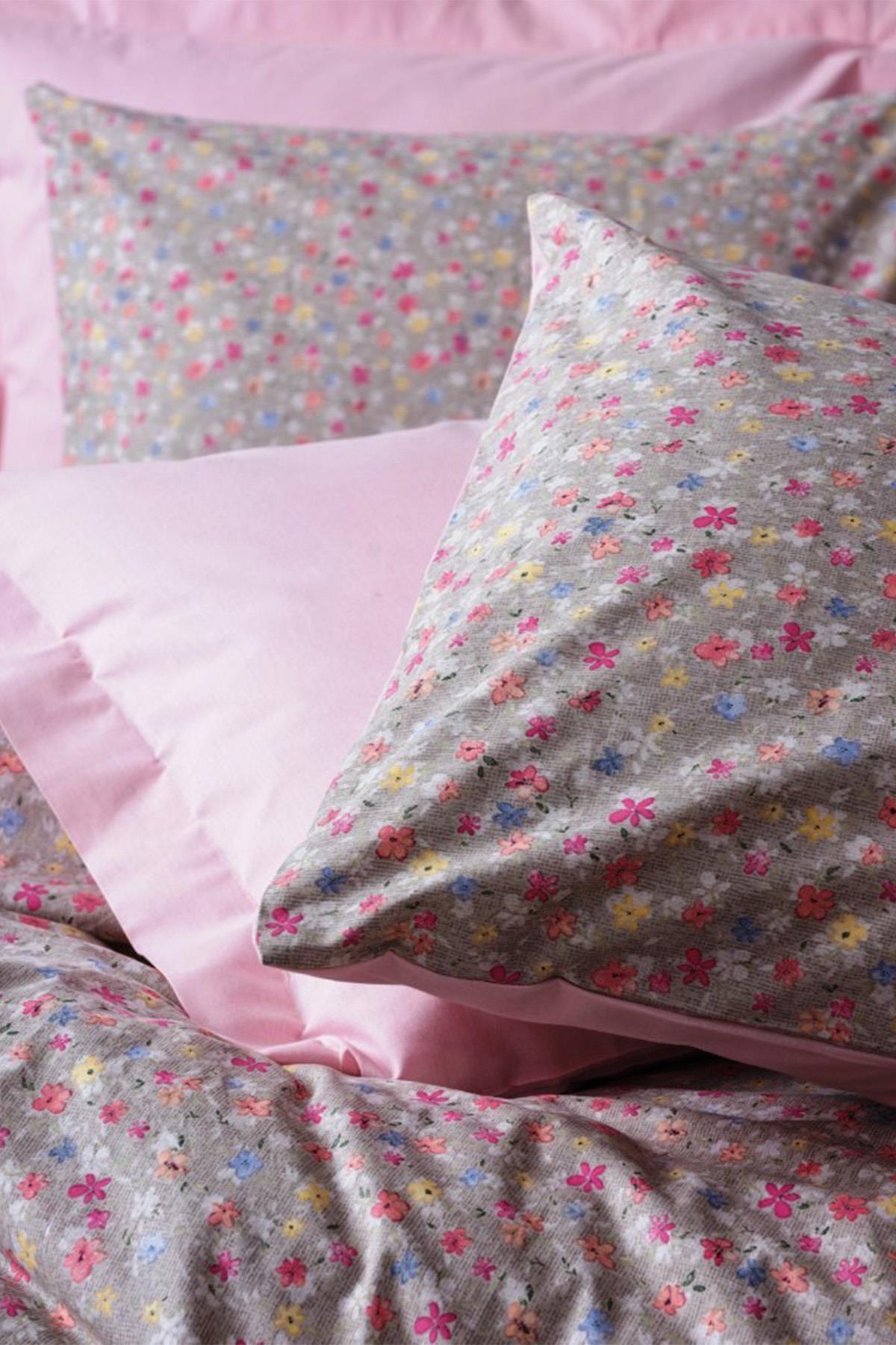 Petite Tek Kişilik Nevresim Takımı Sihu Pembe, %100 Pamuk Ranforce 30/1 57 TEL Kumaş, Pigment Baskılı.