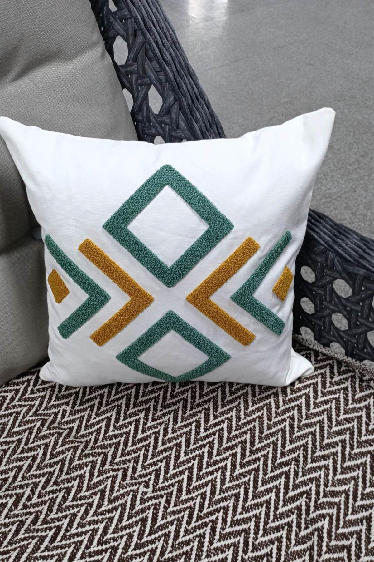 Punch Keten Dekoratif Kırlent Kılıfı 43cmX43cm 1 Adet KT008