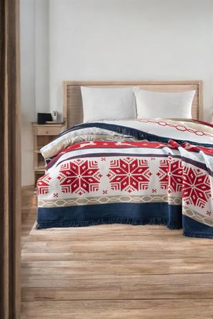 4 Mevsim Pamuklu Battaniye - Yumuşak ve Hafif Konfor Kırmızı 200cm X 220cm