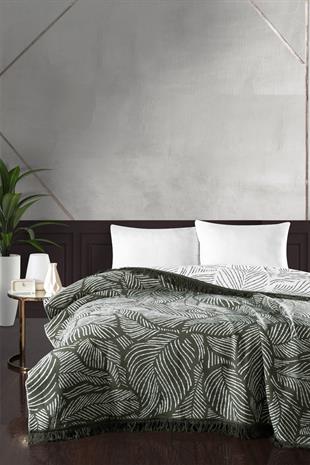 4 Mevsim Pamuklu Battaniye - Yumuşak ve Hafif Konfor Haki Yeşil 200cm X 220cm