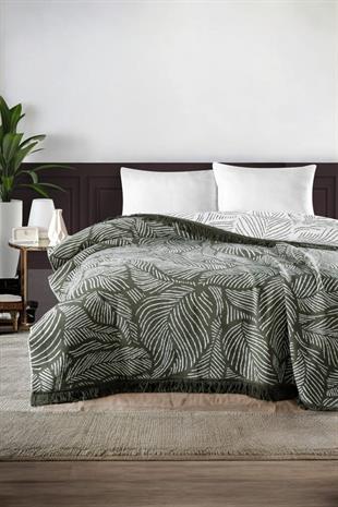 4 Mevsim Pamuklu Battaniye - Yumuşak ve Hafif Konfor Haki Yeşil 200cm X 220cm