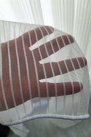 Sedef Zincir Çizgili Tül