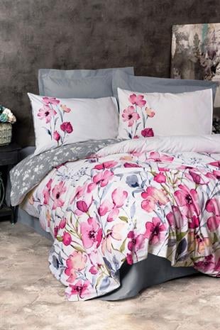 Carla Gri Tek Kişilik Nevresim Takımı – %100 Pamuk Ranforce Kumaş