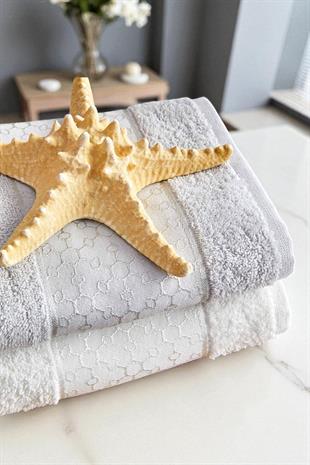 Casita Flos %100 Pamuk 6 Parça Aile Banyo Seti Bej Krem