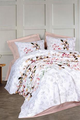 Çift Kişilik Nevresim Takımı Brice Bej, %100 Pamuk Ranforce 57 Tel Kumaş.