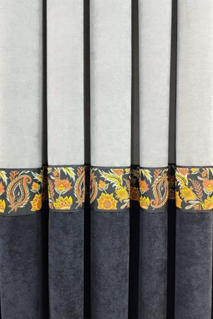 Country Fon Perde Gri Siyah Renk