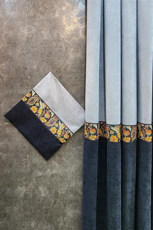 Country Kırlent Kılıfı Gri Siyah