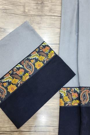 Country Kırlent Kılıfı Gri Siyah