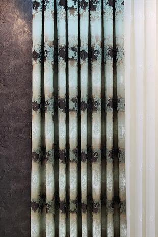 Ebruli Fon Perde Yeşil Kahverengi Renk