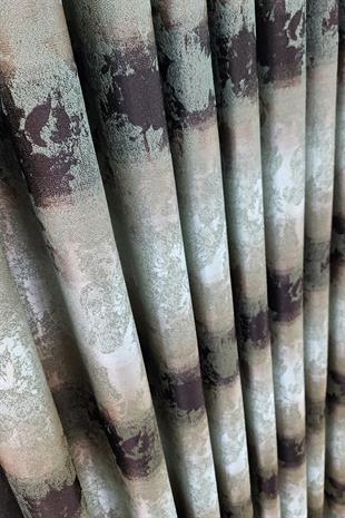 Ebruli Fon Perde Yeşil Kahverengi Renk