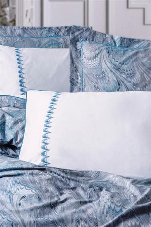 Elite Saten Çift Kişilik Nevresim Takımı Stilla Mavi