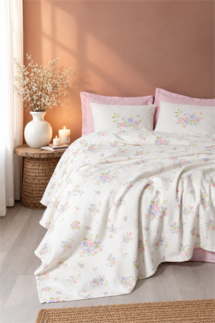 Estiva Tek Kişilik %100 Pamuk Pike Takımı Petal Pembe 160x230 cm