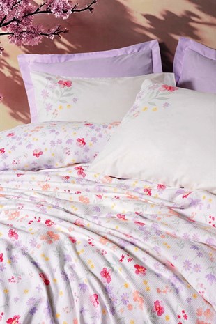 Estiva Tek Kişilik %100 Pamuk Pike Takımı Winsome Lila 160x230 cm