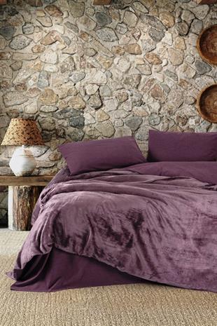 Flossy Mürdüm Velvet Çift Kişilik Nevresim Takımı | Şık ve Konforlu Tasarım