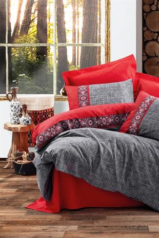 Folk Art Tek Kişilik Nevresim Takımı Ardil Kırmızı