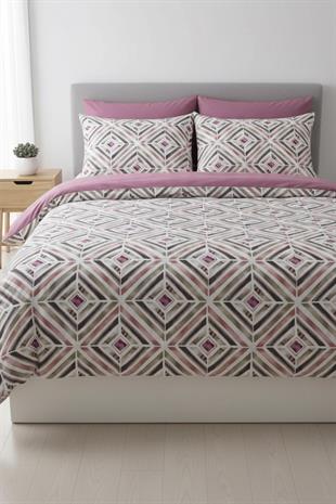 Geometrik Dokunuş Çift Kişilik %100 Pamuk Nevresim Takımı