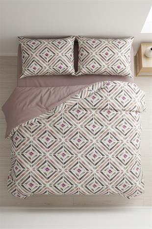 Geometrik Dokunuş Çift Kişilik %100 Pamuk Nevresim Takımı