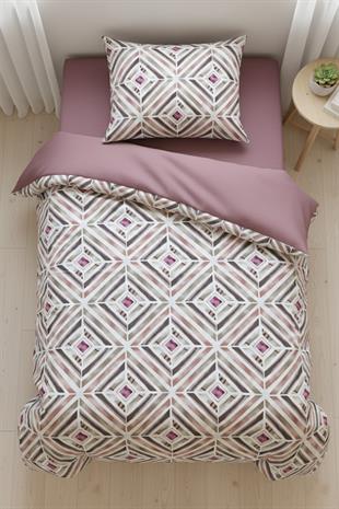 Geometrik Dokunuş Tek Kişilik %100 Pamuk Nevresim Takımı