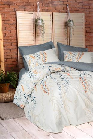 Hiedra Indigo Çift Kişilik Nevresim Takımı - %100 Pamuk Ranforce 57 Tel