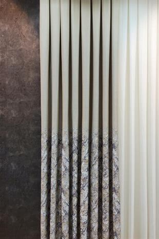 Lina Keten Dokuma Fon Perde Bej Gri Renk Desenli