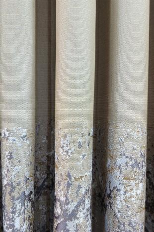 Lina Keten Dokuma Fon Perde Bej Gri Renk Desenli