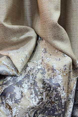 Lina Keten Dokuma Fon Perde Bej Gri Renk Desenli