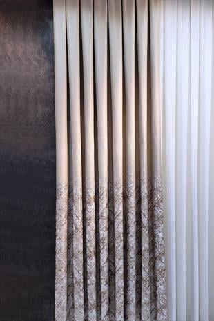 Lina Keten Dokuma Fon Perde Bej Kahverengi Renk Desenli