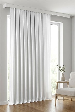 Luxe Beyaz Renk Saten Güneşlik Perde