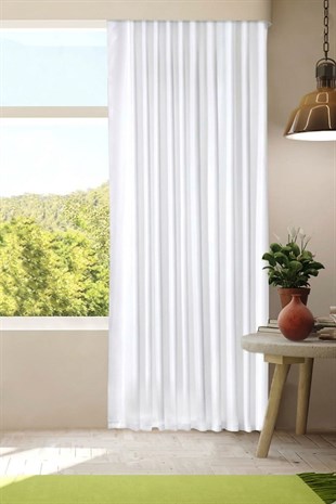 Luxe Beyaz Renk Saten Güneşlik Perde
