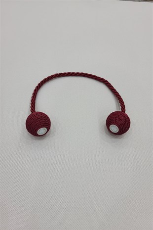 Mıknatıslı Perde Bağcık Braçol Bordo Renk