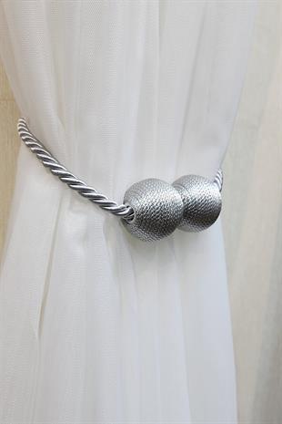 Mıknatıslı Perde Bağcık Braçol Gri Renk