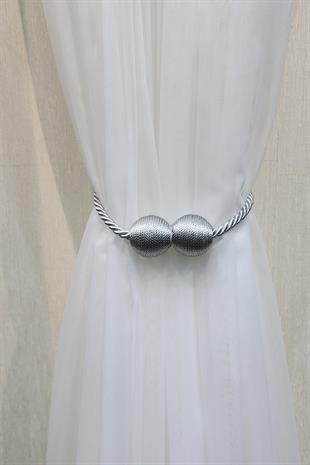 Mıknatıslı Perde Bağcık Braçol Gri Renk