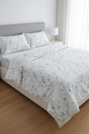 Minimal Dal Desenli %100 Pamuk Çift Kişilik Nevresim Takımı (Fermuarlı)