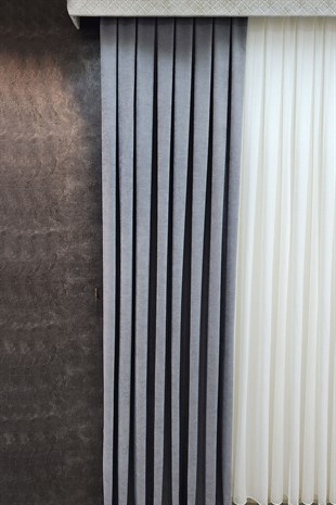 Mosso Fon Perde Düz Renk Açık Gri