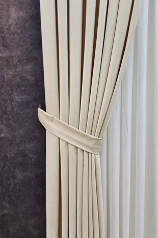 Mosso Fon Perde Düz Renk Bej