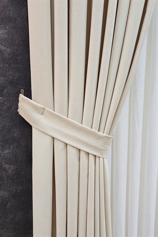 Mosso Fon Perde Düz Renk Bej