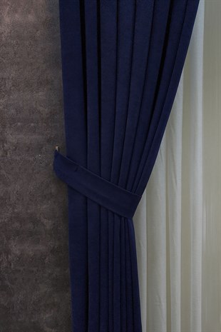 Mosso Fon Perde Düz Renk Koyu Lacivert