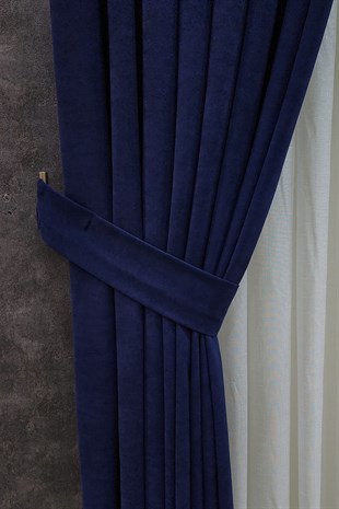 Mosso Fon Perde Düz Renk Koyu Lacivert