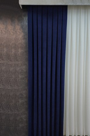 Mosso Fon Perde Düz Renk Koyu Lacivert